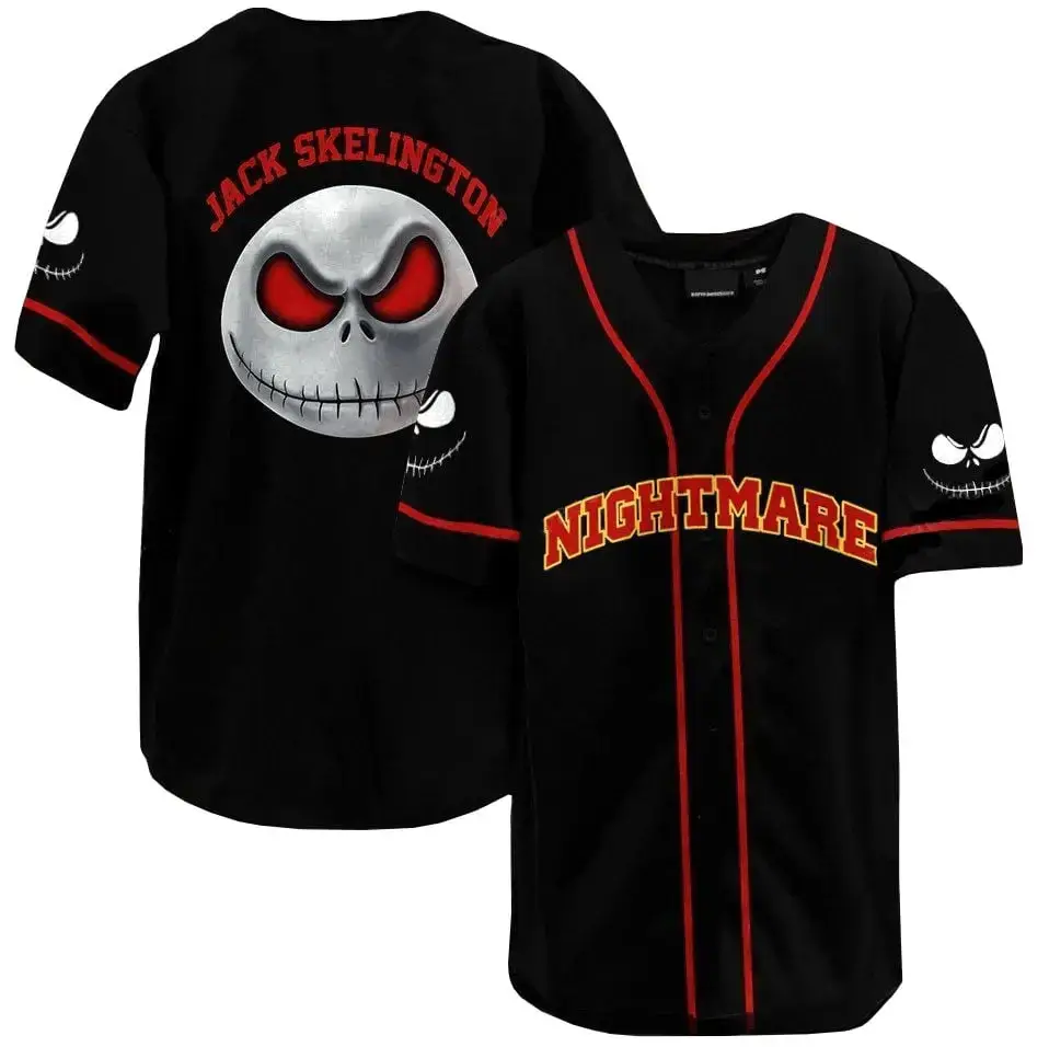 Jack Skellington Nightmare Baseball Jersey – Halloween Themed Sports Shirt Image