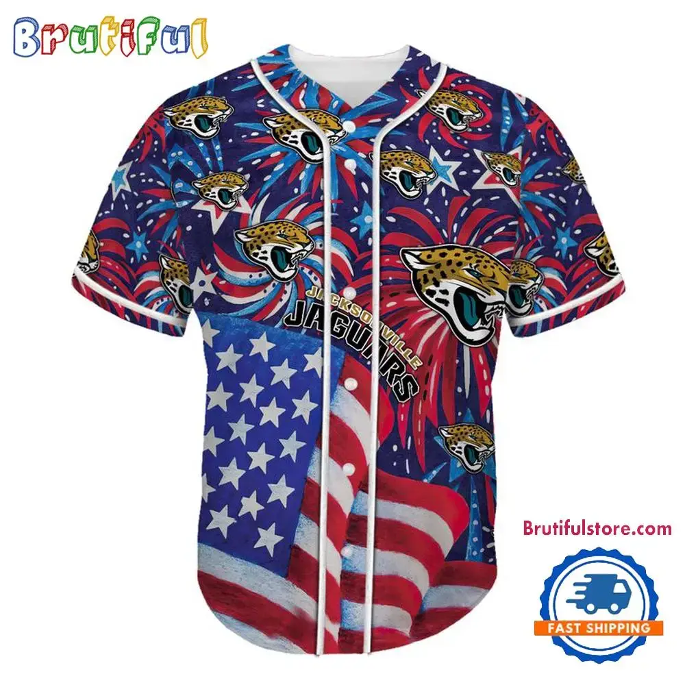 Jacksonville Jaguars USA Flag Independence Day Baseball Jersey, Sport Team 4th of July Jersey Image