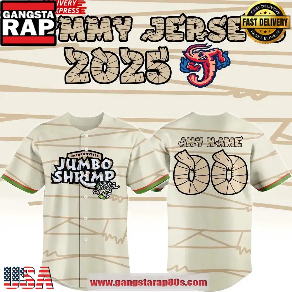 Jacksonville Jumbo Shrimp x Mummy 2025 Custom Baseball Jersey Shirt Image