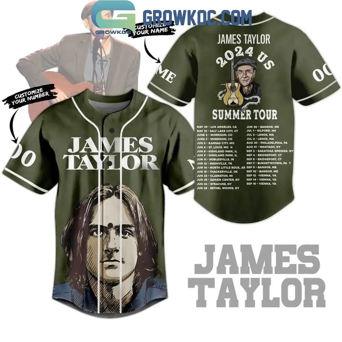 James Taylor 2024 Us Summer Tour 2024 Personalized Baseball Jersey Image