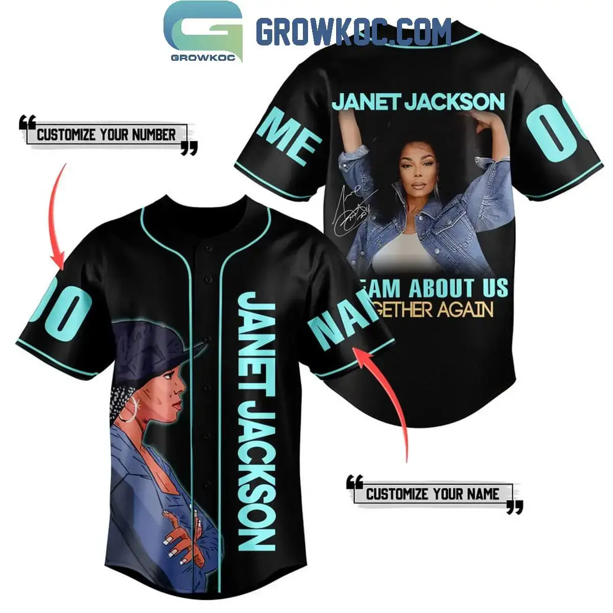 Janet Jackson Dream About Us Together Again Personalized Baseball Jersey Image