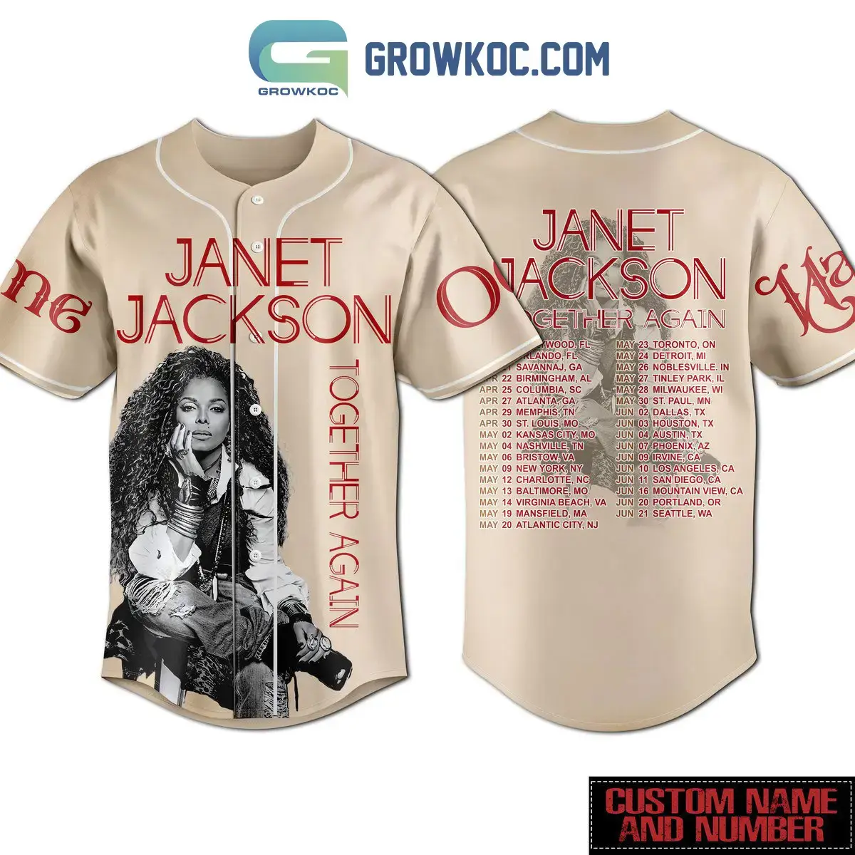Janet Jackson Together Again Personalized Baseball Jersey Image