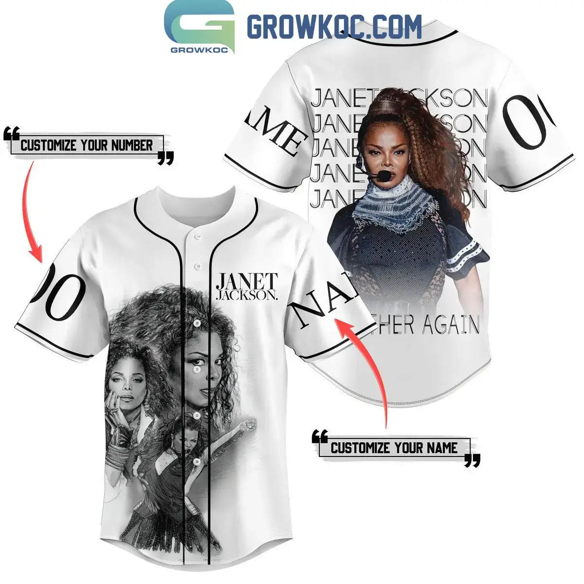 Janet Jackson Together Again Personalized Baseball Jersey White Version Image
