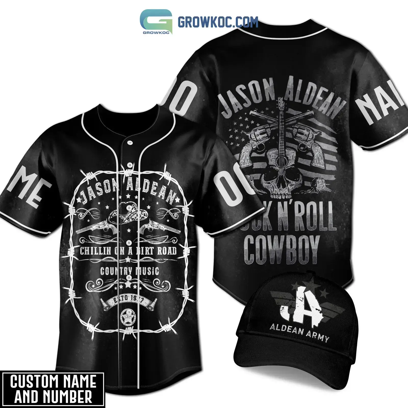 Jason Aldean Rock N' Roll Cowboy Country Music Personalized Baseball Jersey Image