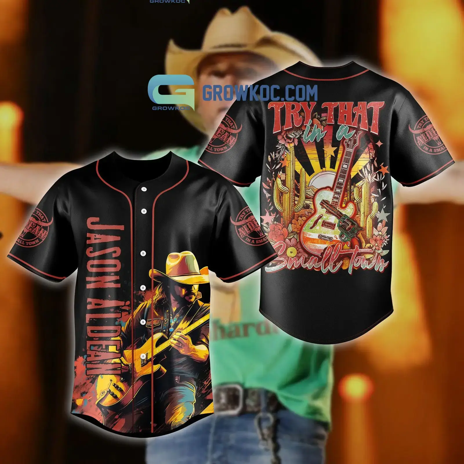 Jason Aldean Try That In A Small Town Black Design Art Baseball Jersey Image