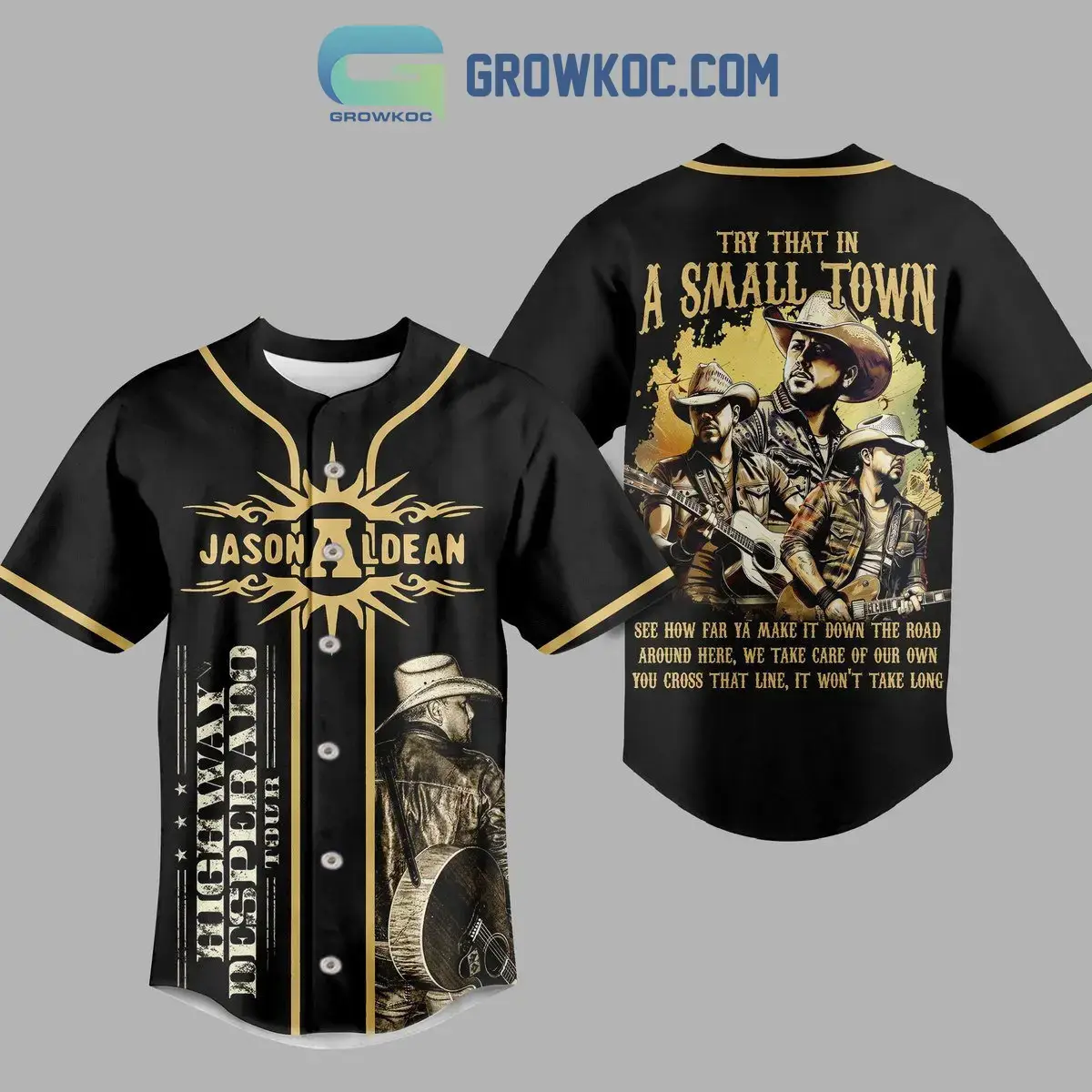 Jason Aldean Try That In A Small Town Highway Desperado Tour Baseball Jersey Image