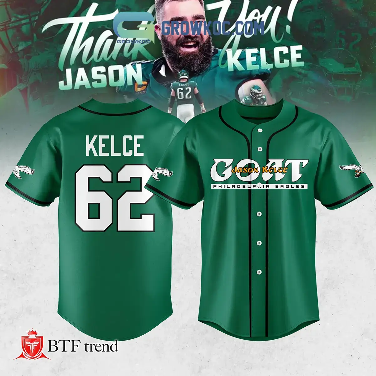 Jason Kelce Philadelphia Eagles Thank You Baseball Jersey Image