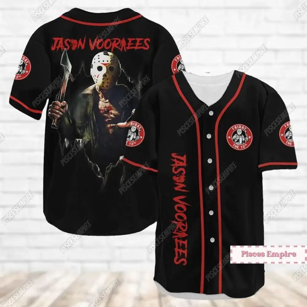Jason Voorhees Baseball Jersey - Friday The 13Th Horror Fan Apparel Image