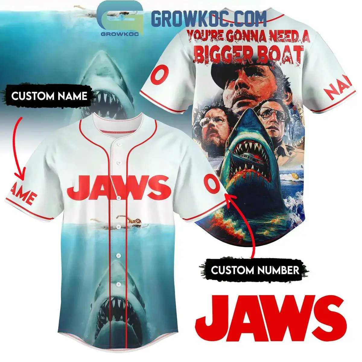 Jaws You're Gonna Need A Bigget Boat Baseball Jersey Image