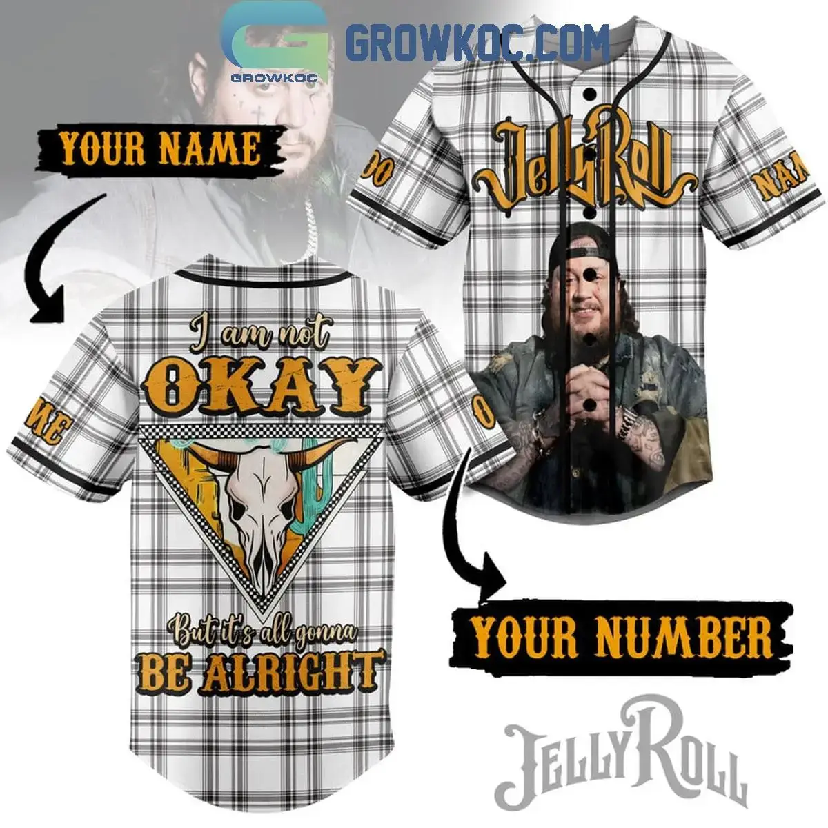 Jelly Roll All Gonna Be Alright Fan Personalized Baseball Jersey Image