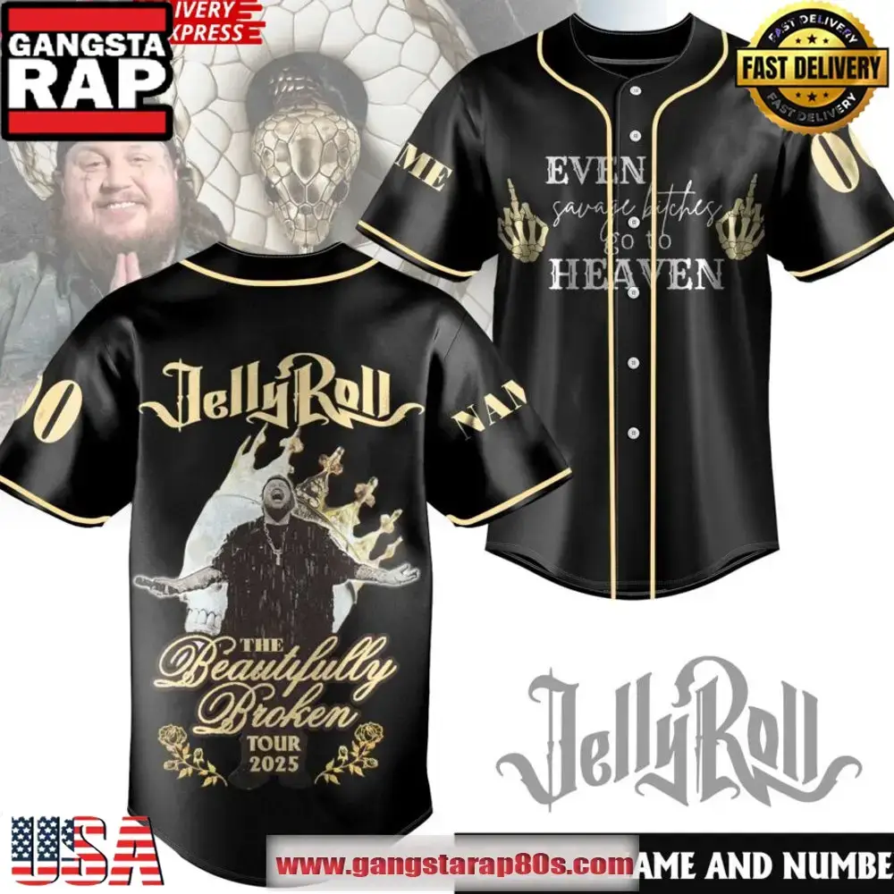 Jelly Roll Beautifully Broken Tour 2025 Baseball Jersey Shirt Image