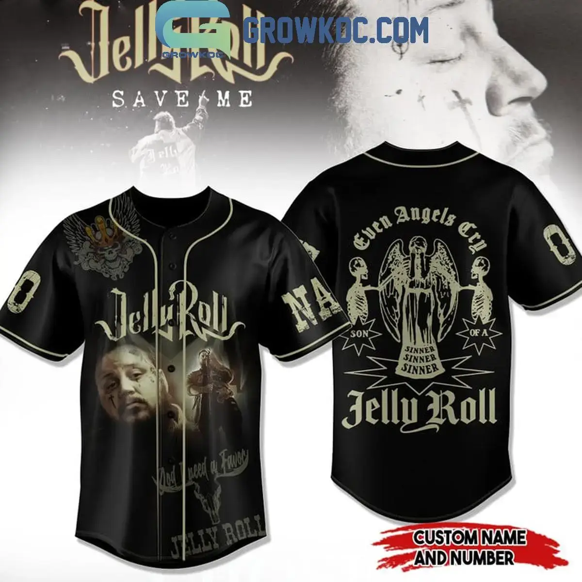Jelly Roll Even Angels Cry Sinner Personalized Baseball Jersey Image