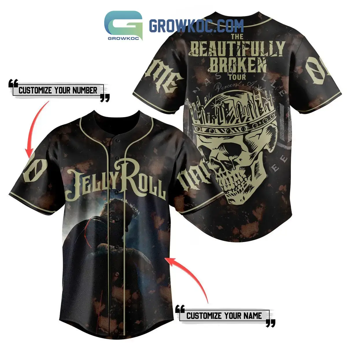 Jelly Roll The Beautifully Broken Tour Personalized Baseball Jersey Image