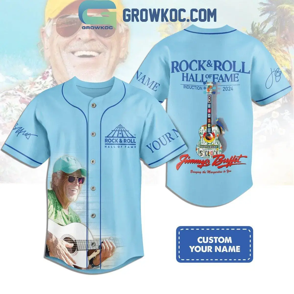 Jimmy Buffett Introduction Of Rock And Roll 2024 Personalized Baseball Jersey Image