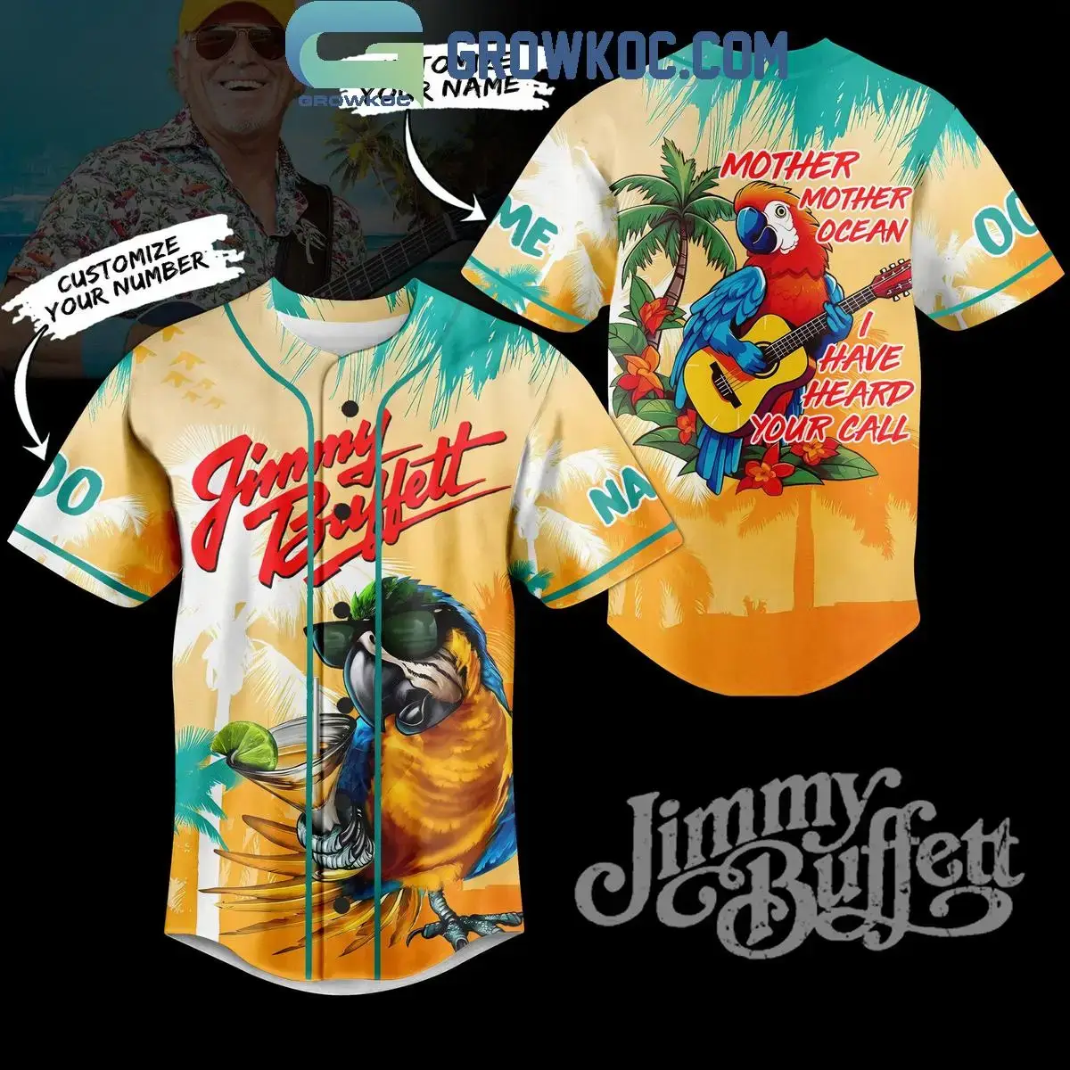 Jimmy Buffett Mother Ocean I Have Heard Yor Call Personalized Baseball Jersey Image