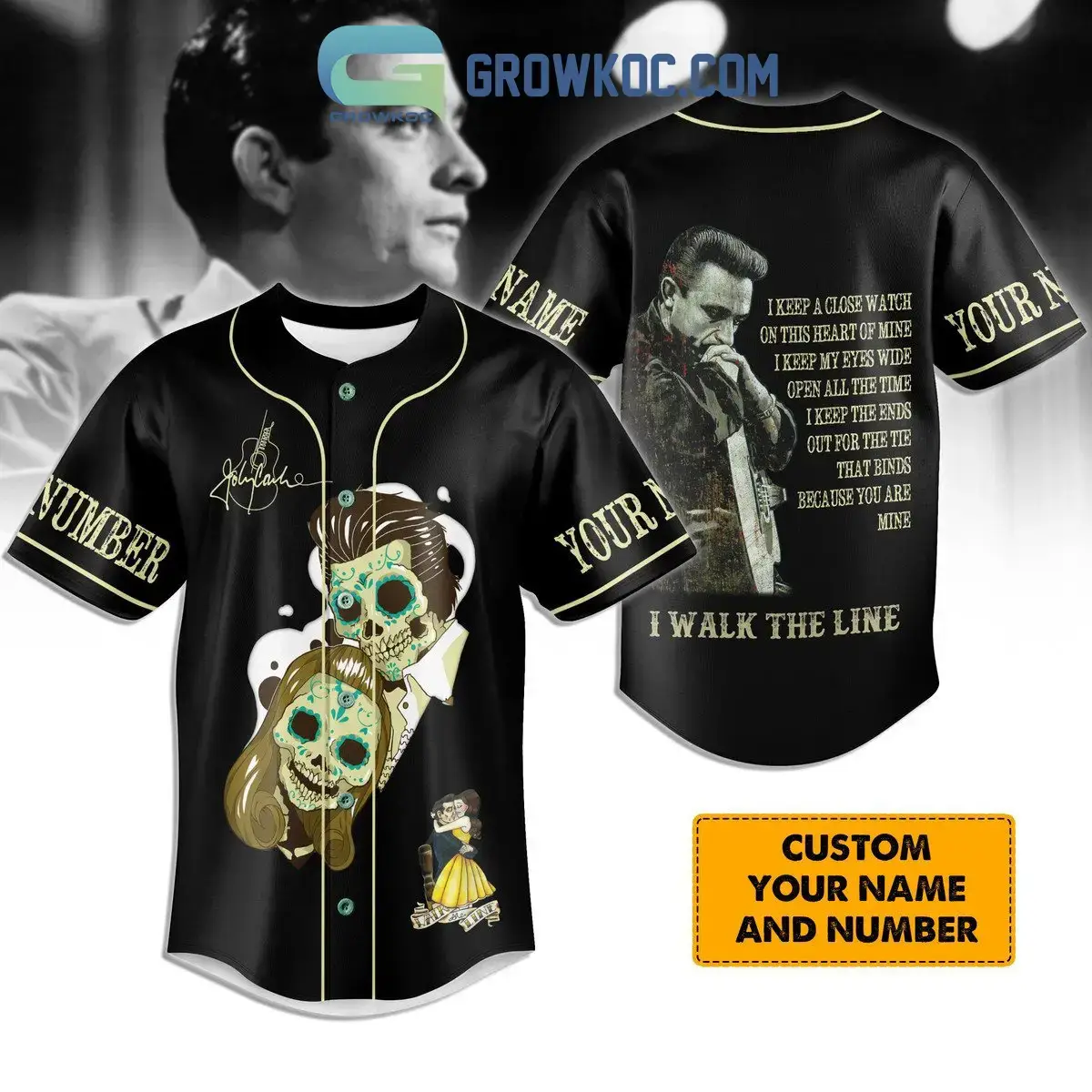 Johnny Cash I Walk The Line Personalized Baseball Jersey Image