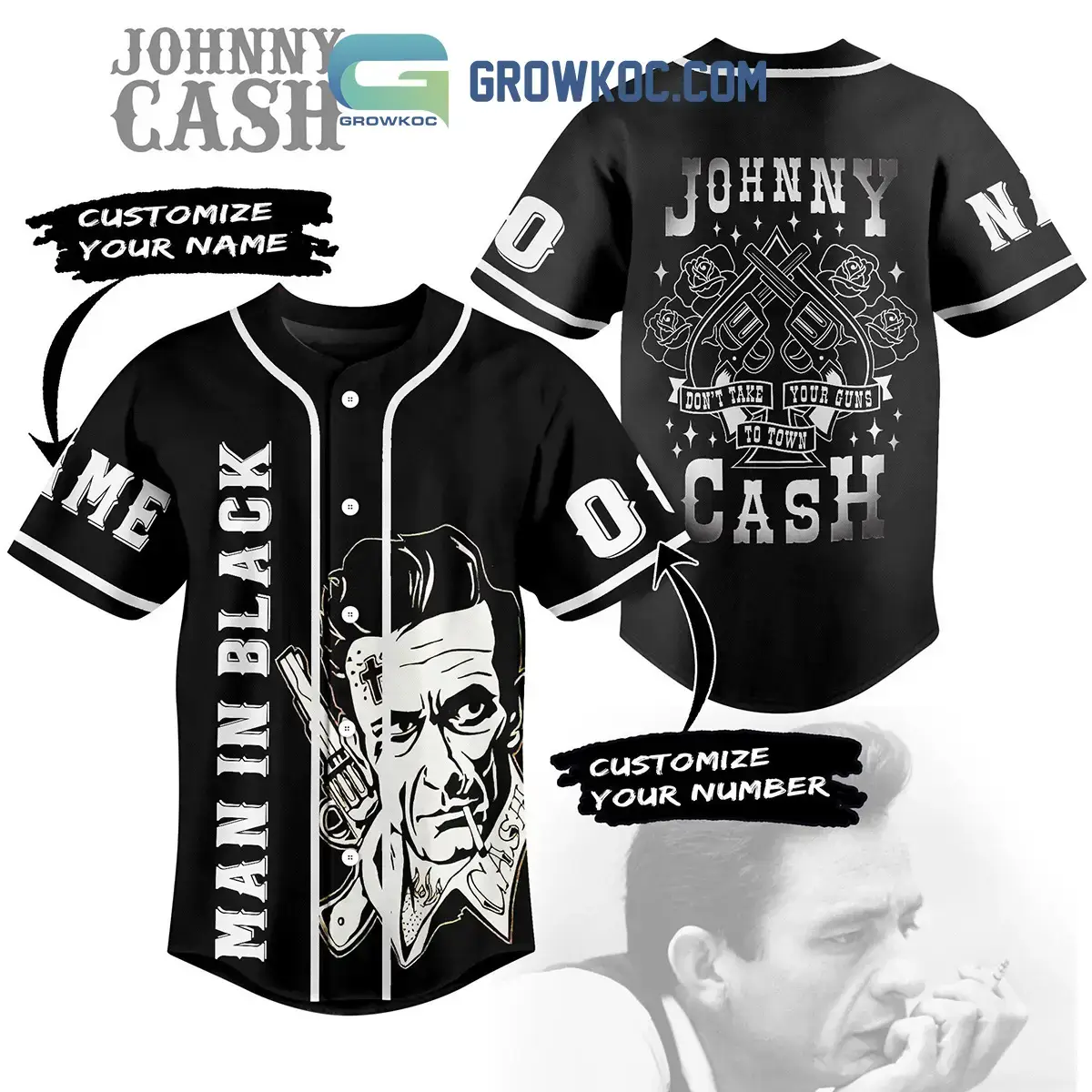 Johnny Cash Man In Black Don't Take Your Guns To Town Personalized Baseball Jersey Image