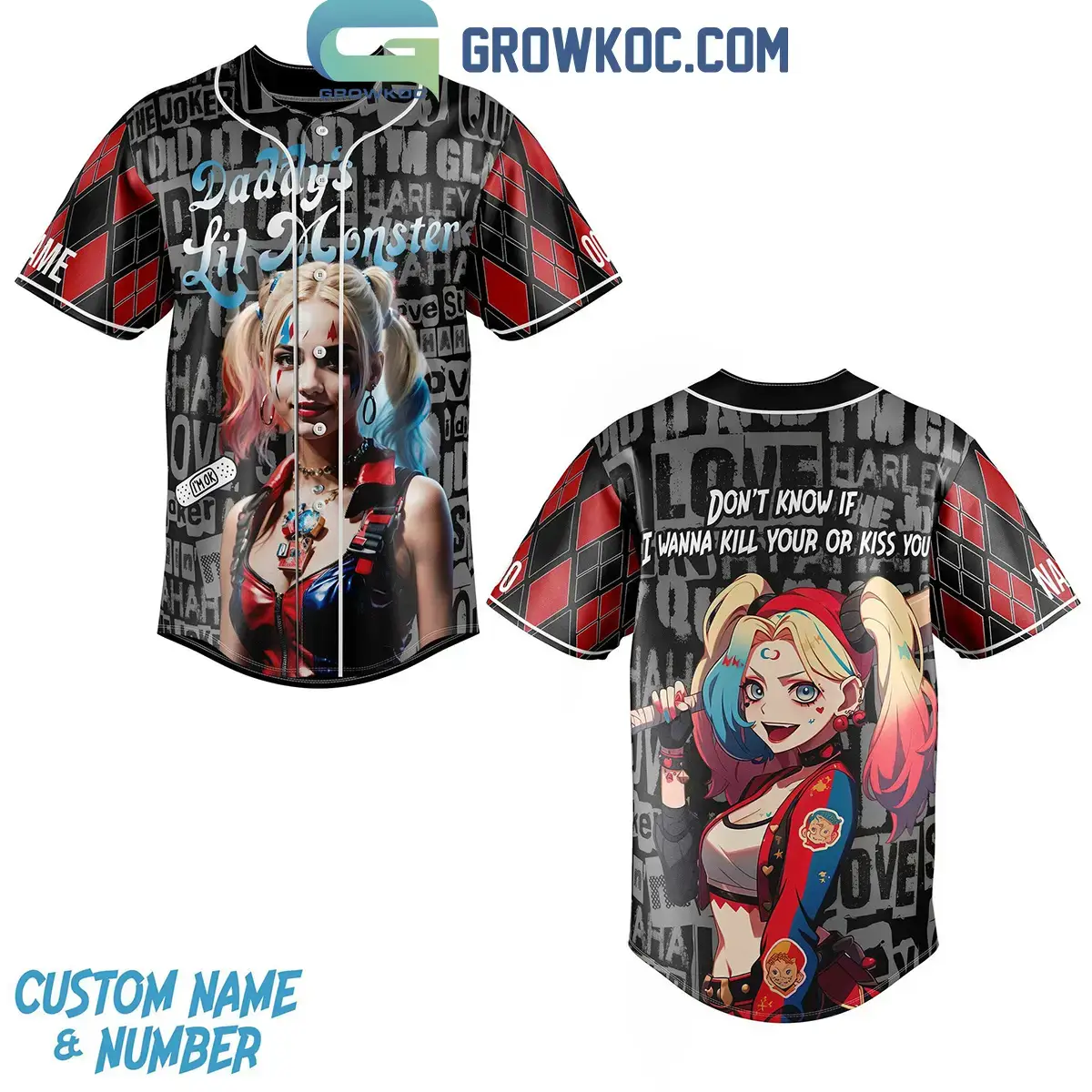 Joker Harley Quinn Daddy's Lil Monster Personalized Baseball Jersey Image