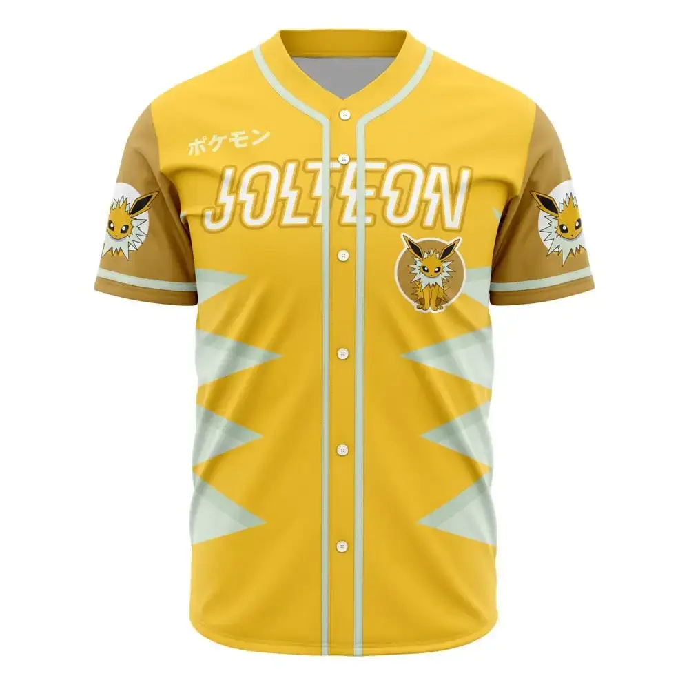Jolteon Baseball Jersey - Vibrant Yellow Pokémon Fan Apparel For Gamers & Collectors Image