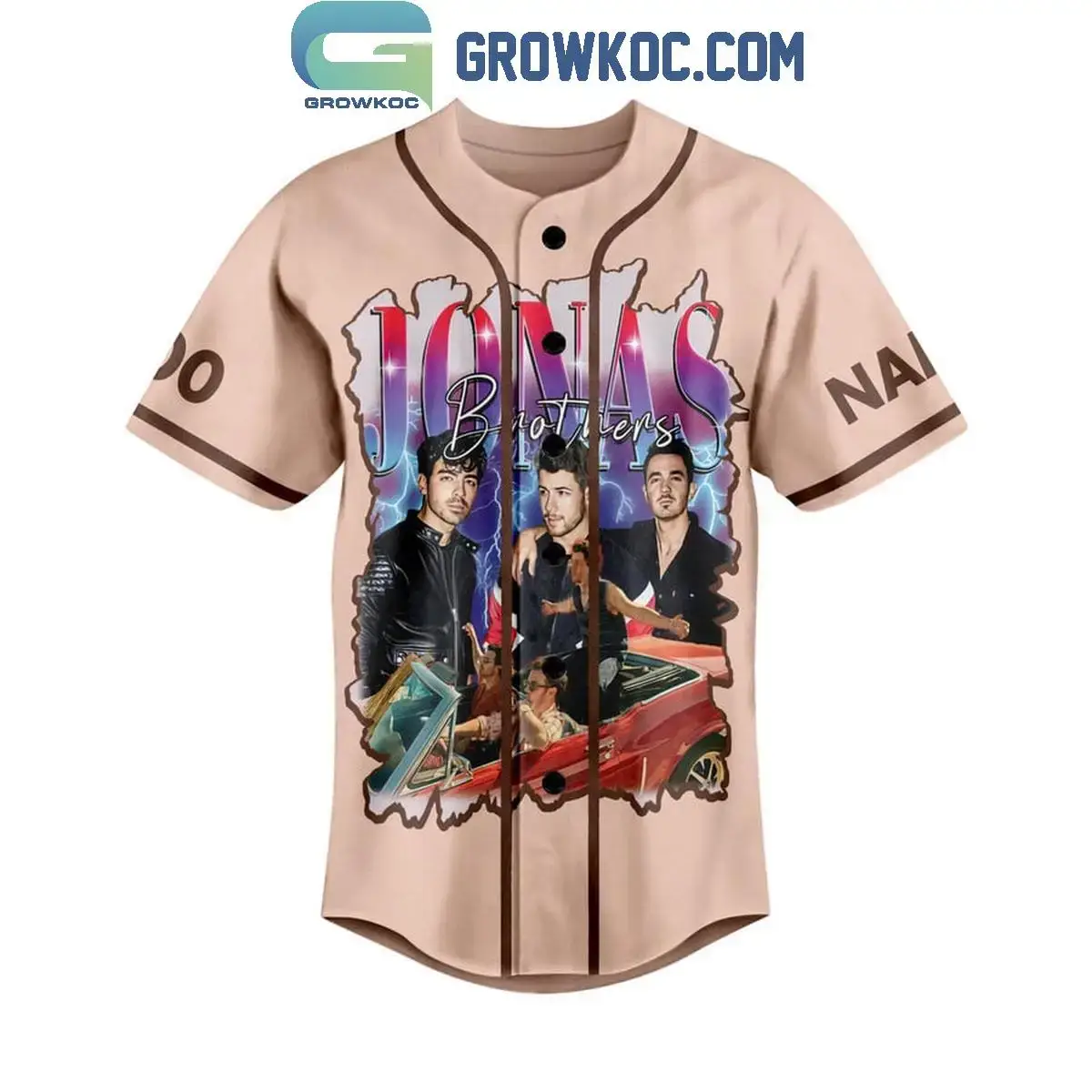 Jonas Brothers Five Albums One Night Personalized Baseball Jersey Sand Image