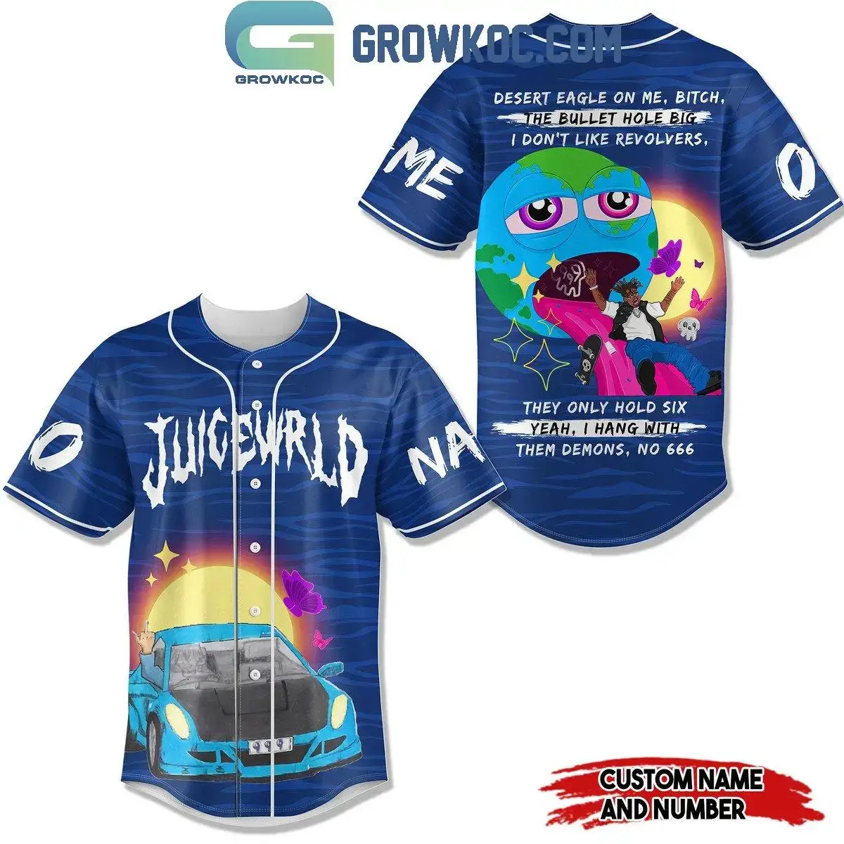 Juice Wrld Desert Eagle On Me Bitch Personalized Baseball Jersey Image