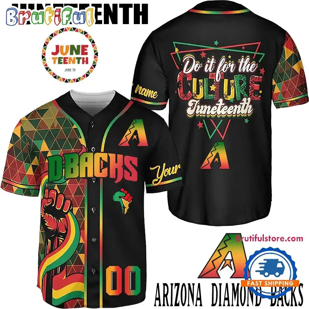 Juneteenth Day x Arizona Diamond Backs 2025 Baseball Jersey Shirt Image