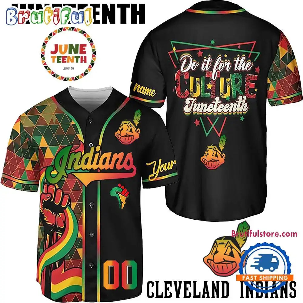 Juneteenth Day x Cleveland Indians 2025 Baseball Jersey Shirt Image