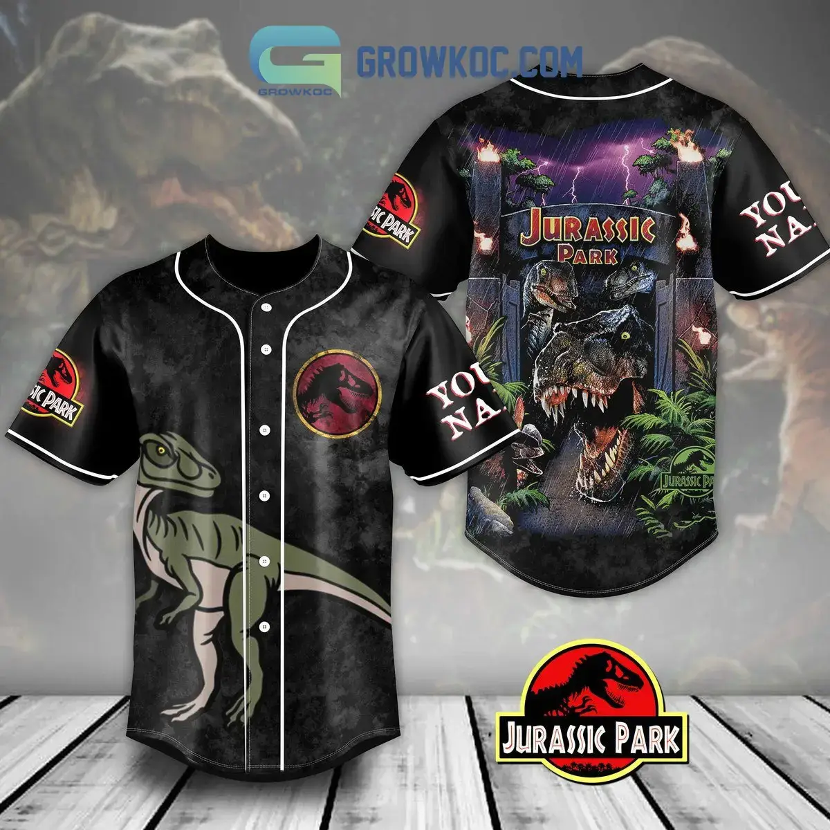Jurassic Park Must Go Faster Personalized Baseball Jersey Image