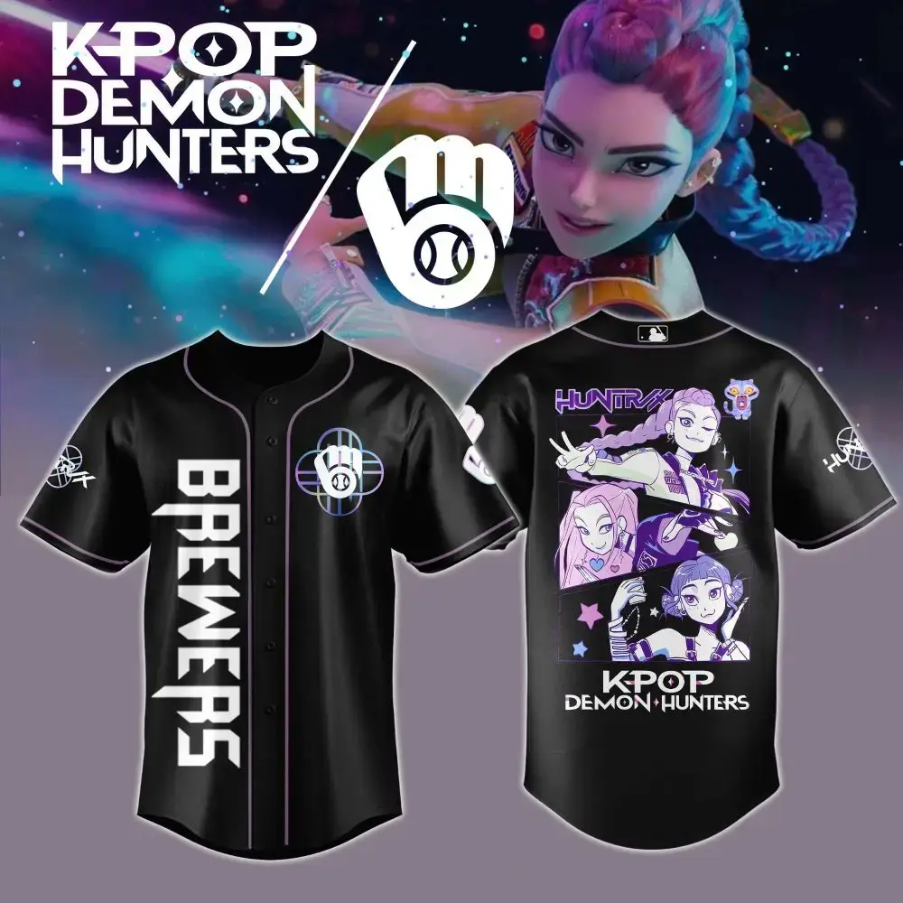 K-Pop Demon Hunters Anime Baseball Jersey - Stylish Unisex Graphic Tee For Fans Image