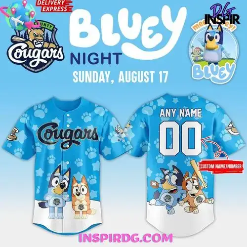 Kane County Cougars X Bluey Custom Baseball Jersey Image