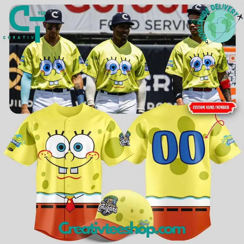 Kane County Cougars X Spongebob Squarepants Personalized Baseball Jersey Image