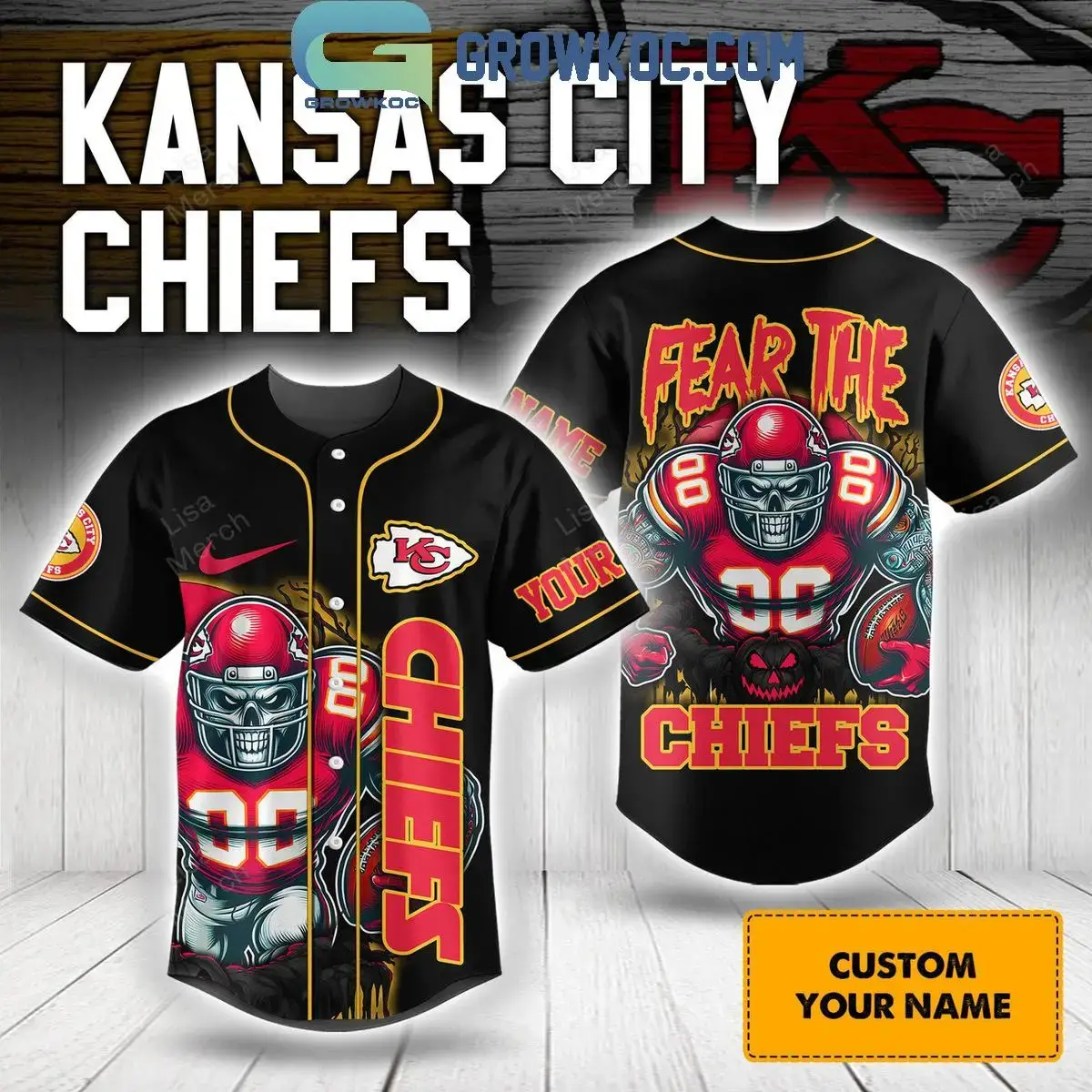 Kansas City Chiefs Halloween Fear The Chiefs Football 2024 Personalized Baseball Jersey Image