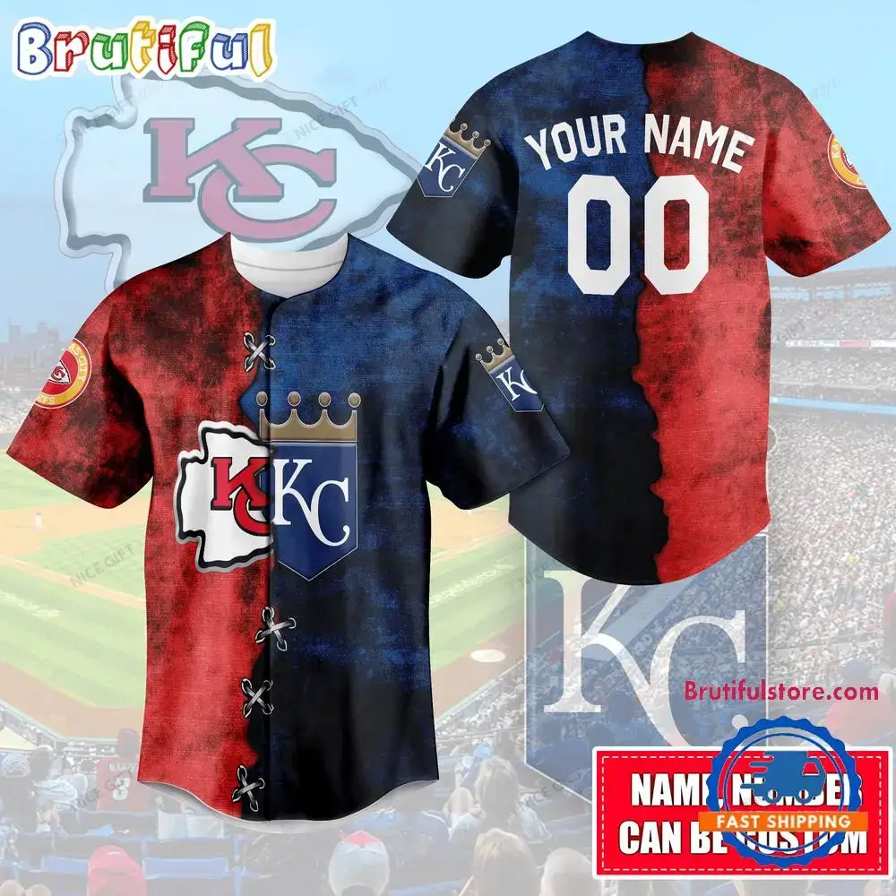 Kansas City Royals And Kansas City Chiefs Mix Baseball Jersey Image
