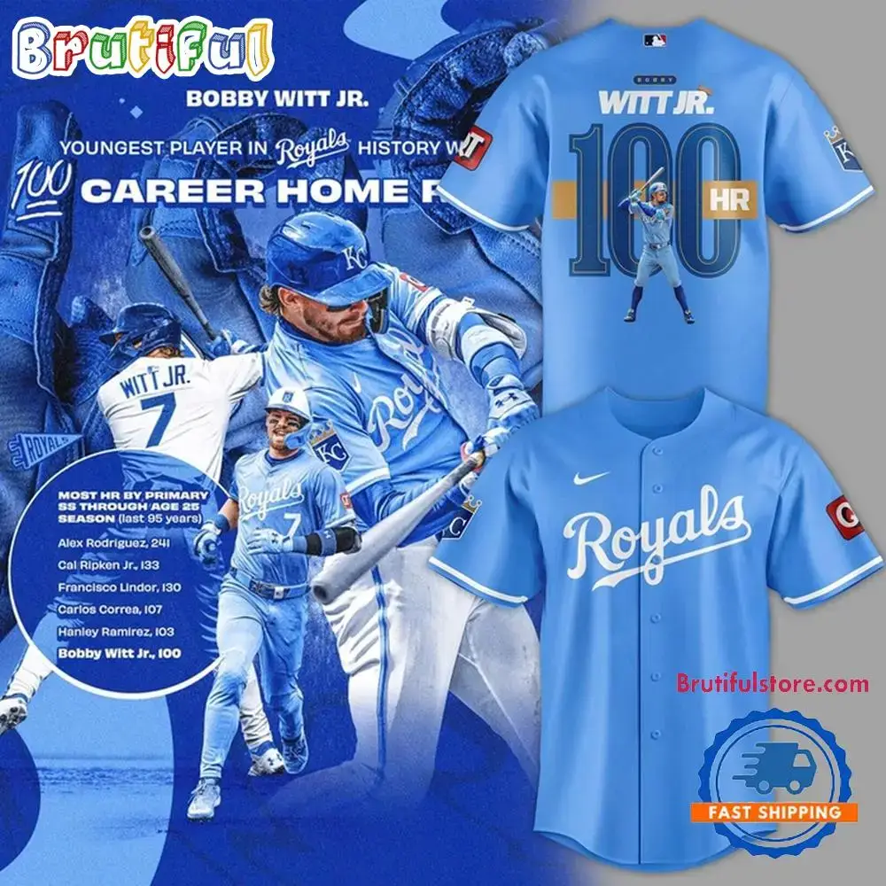 Kansas City Royals Bobby Witt Jr. Reach 100 Homers Baseball Jersey Image