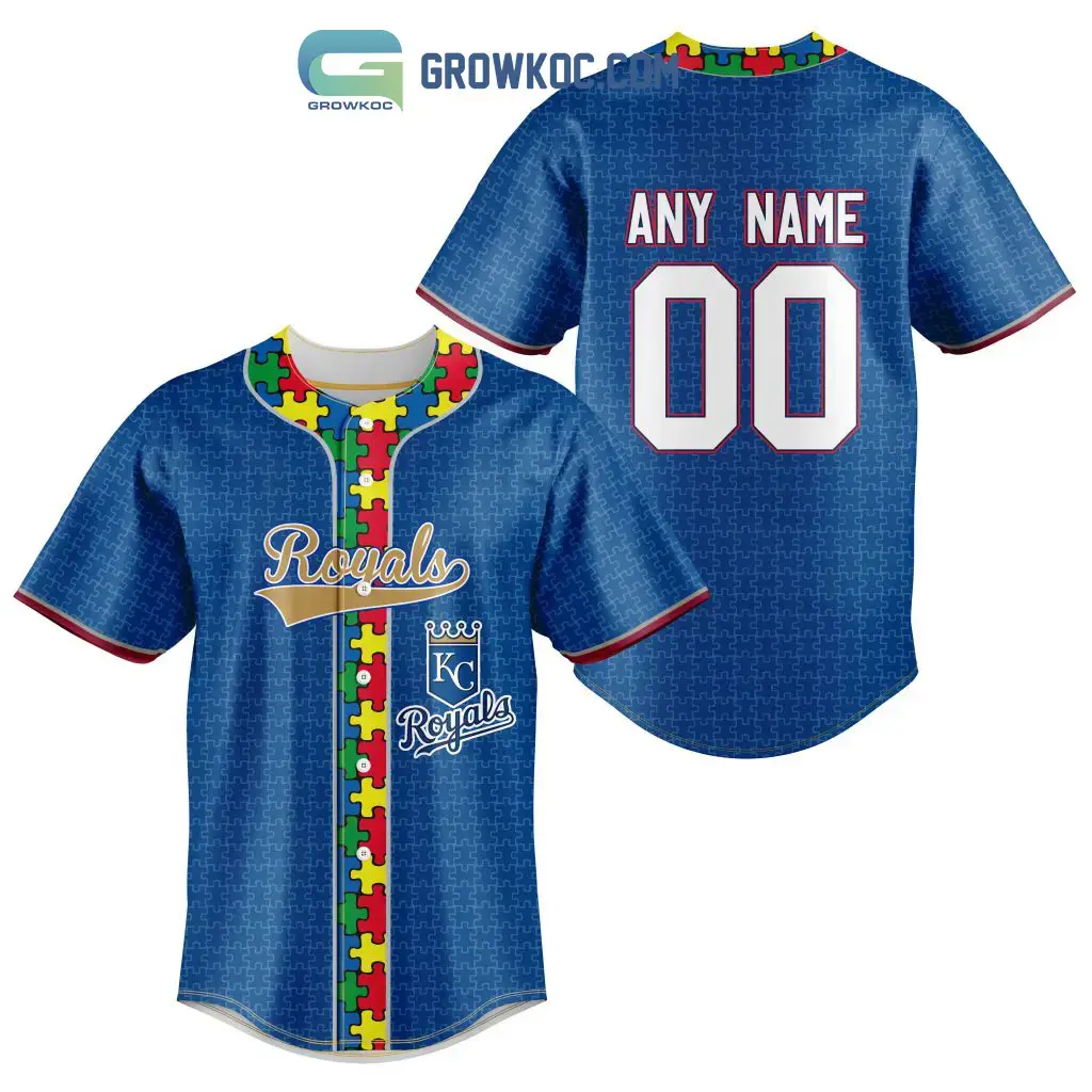 Kansas City Royals MLB Fearless Against Autism Personalized Baseball Jersey Image
