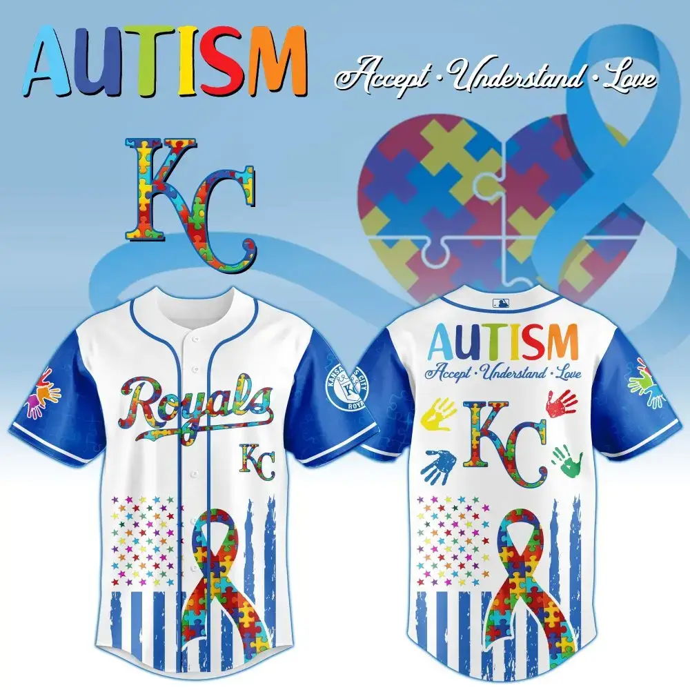 Kansas City Royals Mlb X Autism Awareness Month Custom Baseball Jersey Image