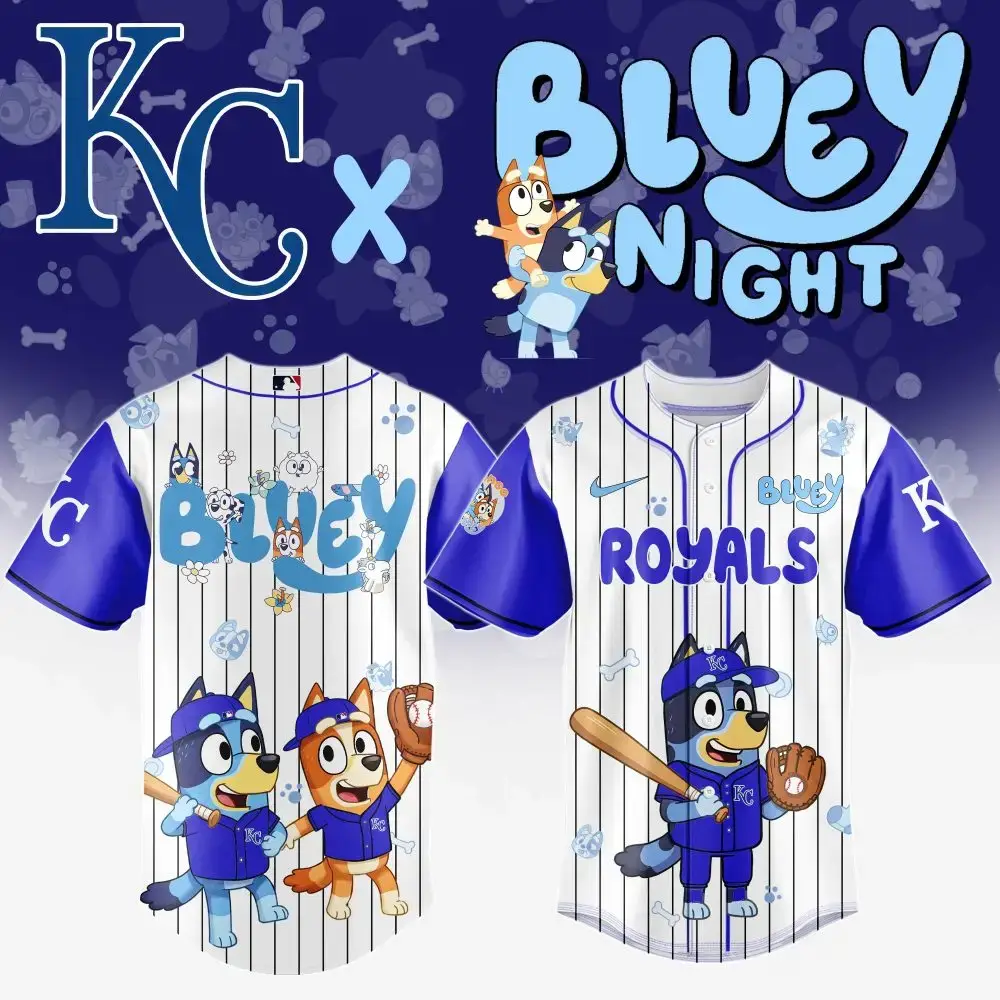 Kansas City Royals Mlb X Bluey And Bingo Special Edition Custom Baseball Jersey Image