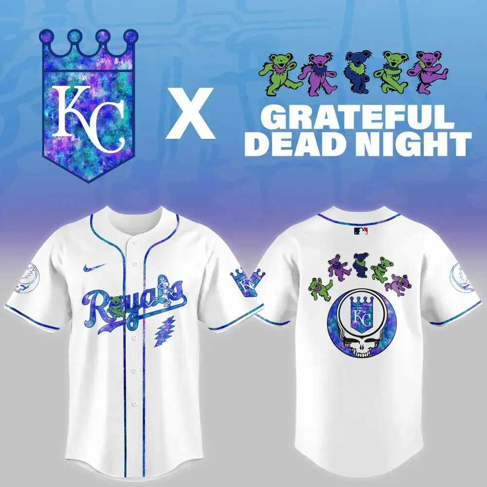 Kansas City Royals Mlb X Grateful Dead Theme Night Game Custom Baseball Jersey Image
