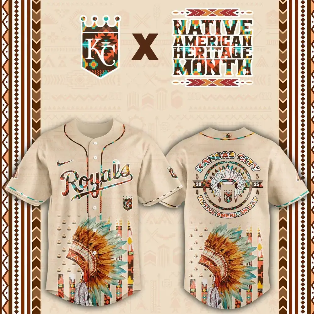 Kansas City Royals Native American Heritage Month Custom Baseball Jersey Image