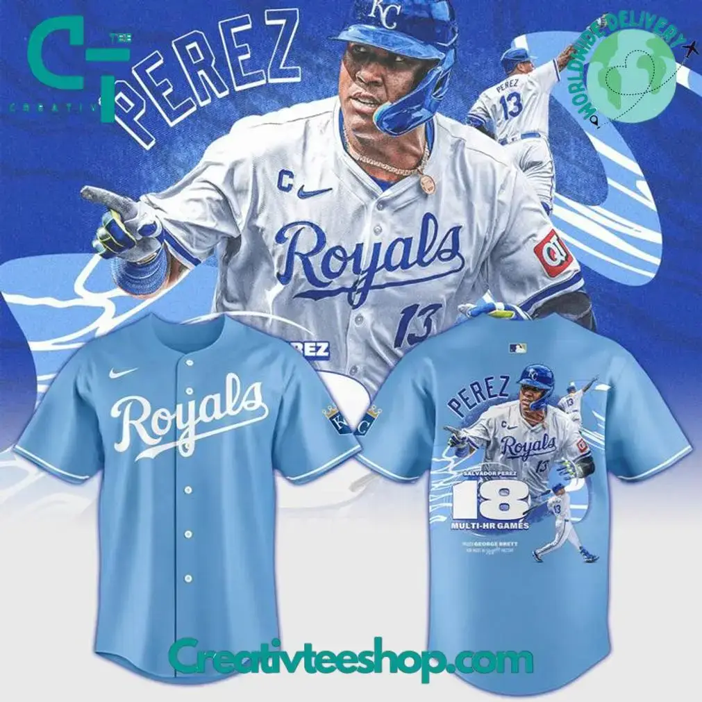 Kansas City Royals Salvador Perez 18 Multi-Homer Games Special Baseball Jersey Image