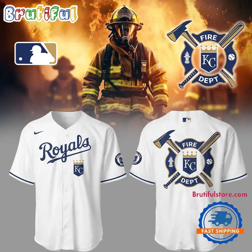 Kansas City Royals x Firefighter Appreciation Night White Baseball Jersey Image