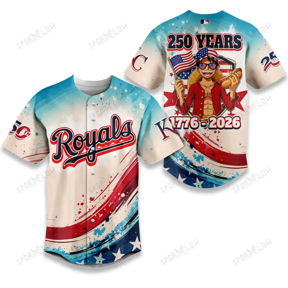 Kansas City Royals X Luffy 250 Years Celebration Party Baseball Jersey Image