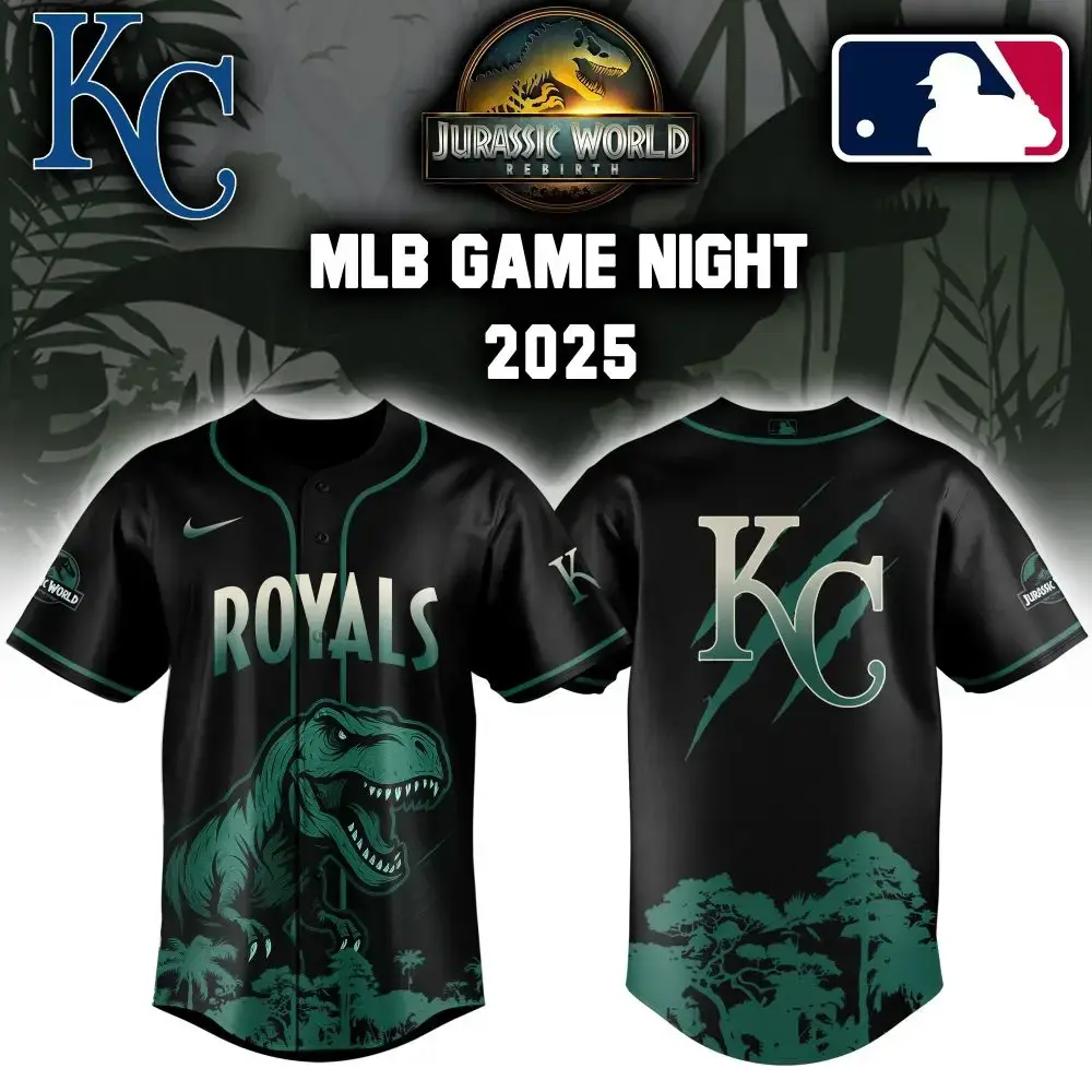 Kansas City Royals X Mlb Jurassic World Custom Baseball Jersey Image