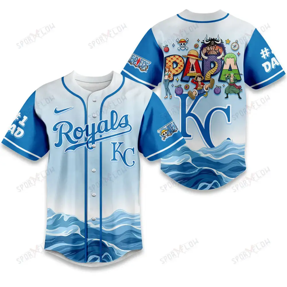 Kansas City Royals X One Piece Grand Line Papa Father'S Day Baseball Jersey Image