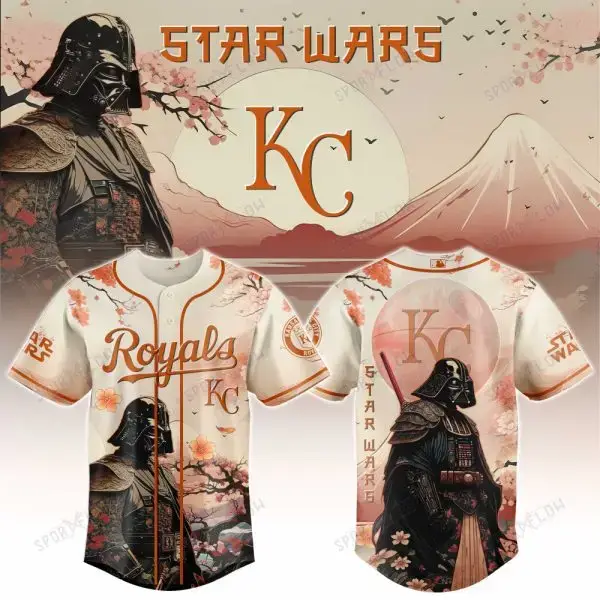 Kansas City Royals X Star Wars Darth Vader Samurai Lord Baseball Jersey Image