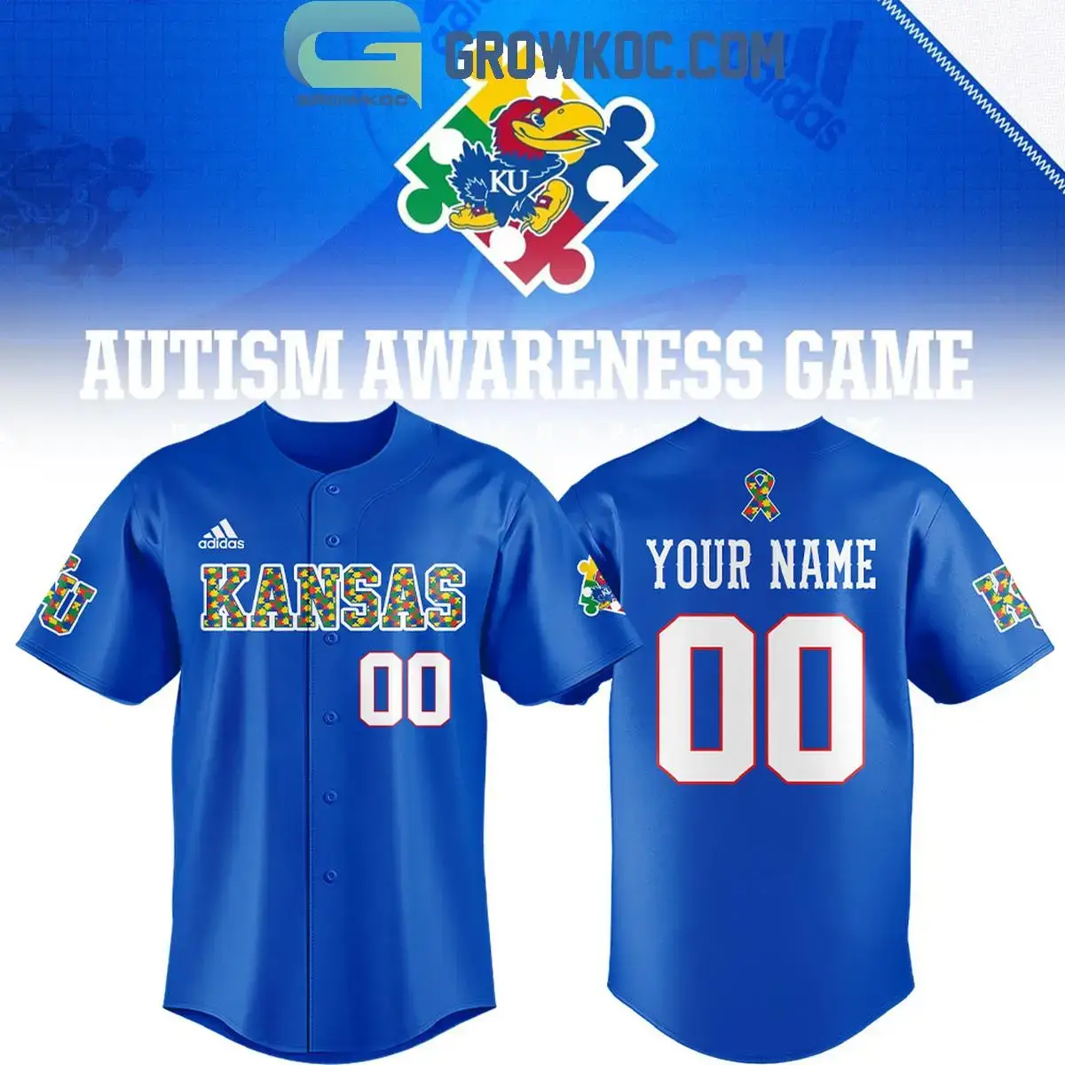 Kansas Jayhawks Autism Awareness Jersey Image