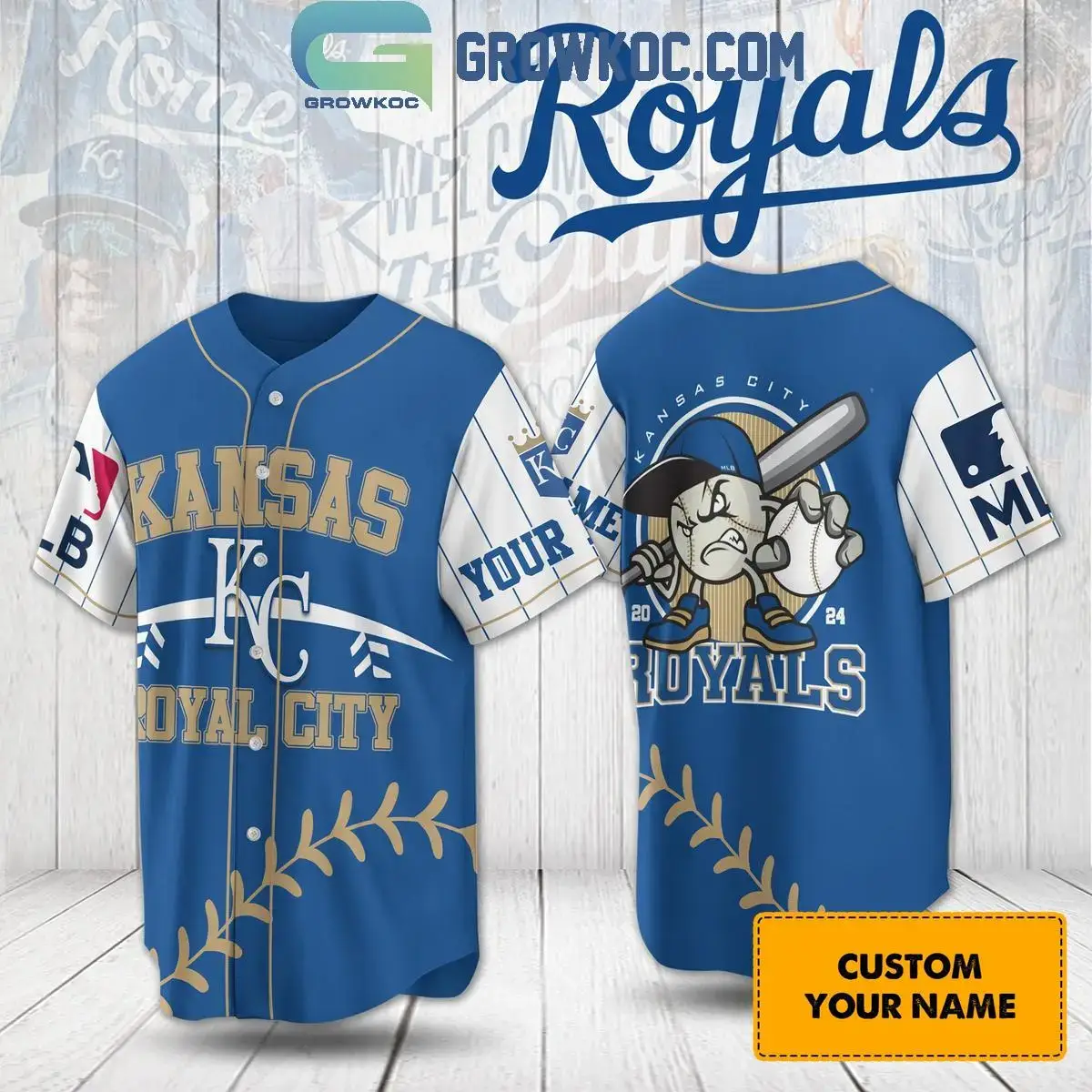 Kansas Royals City 2024 Baseball Fan Love Personalized Baseball Jersey Image