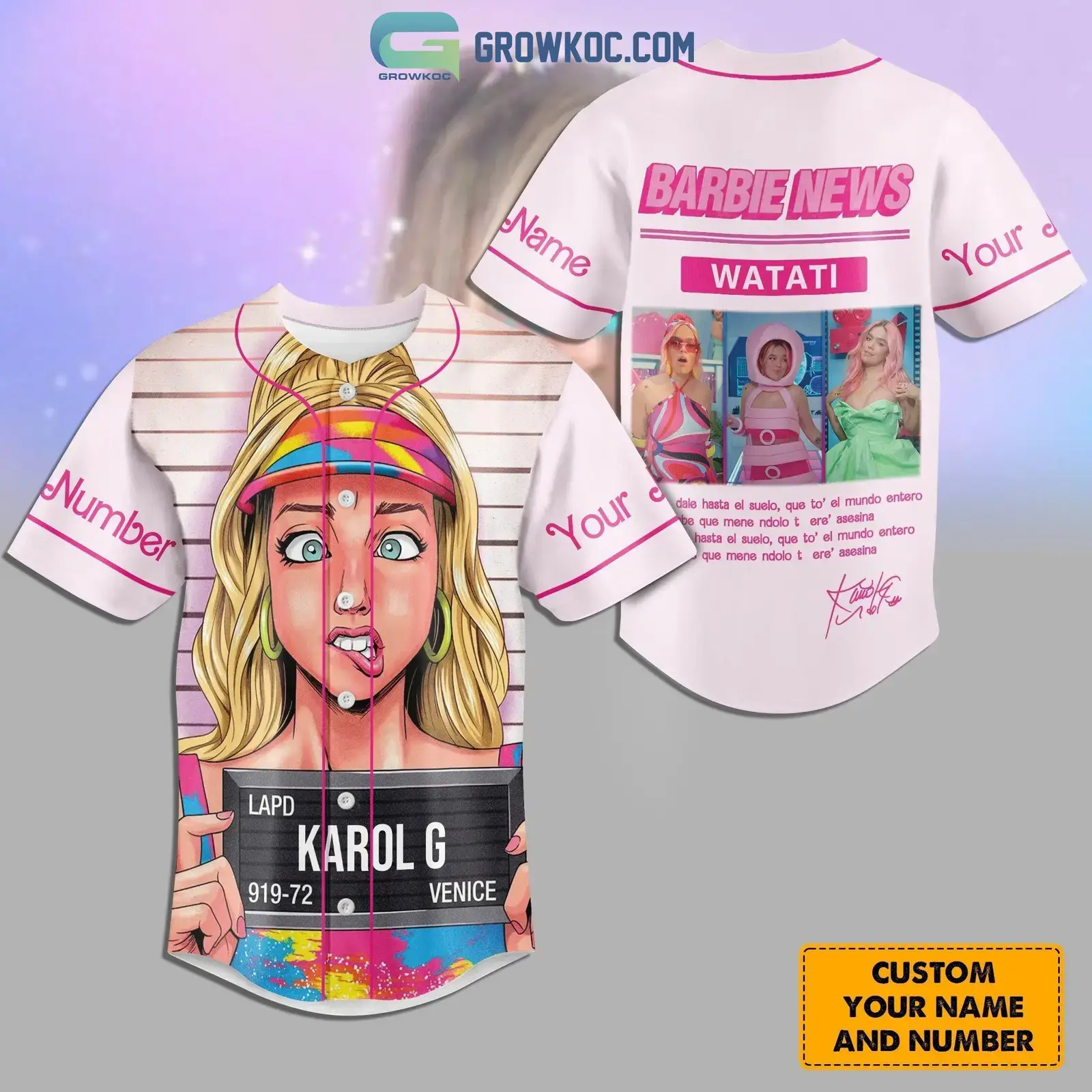 Karol G Barbie News Watati Personalized Baseball Jersey Image