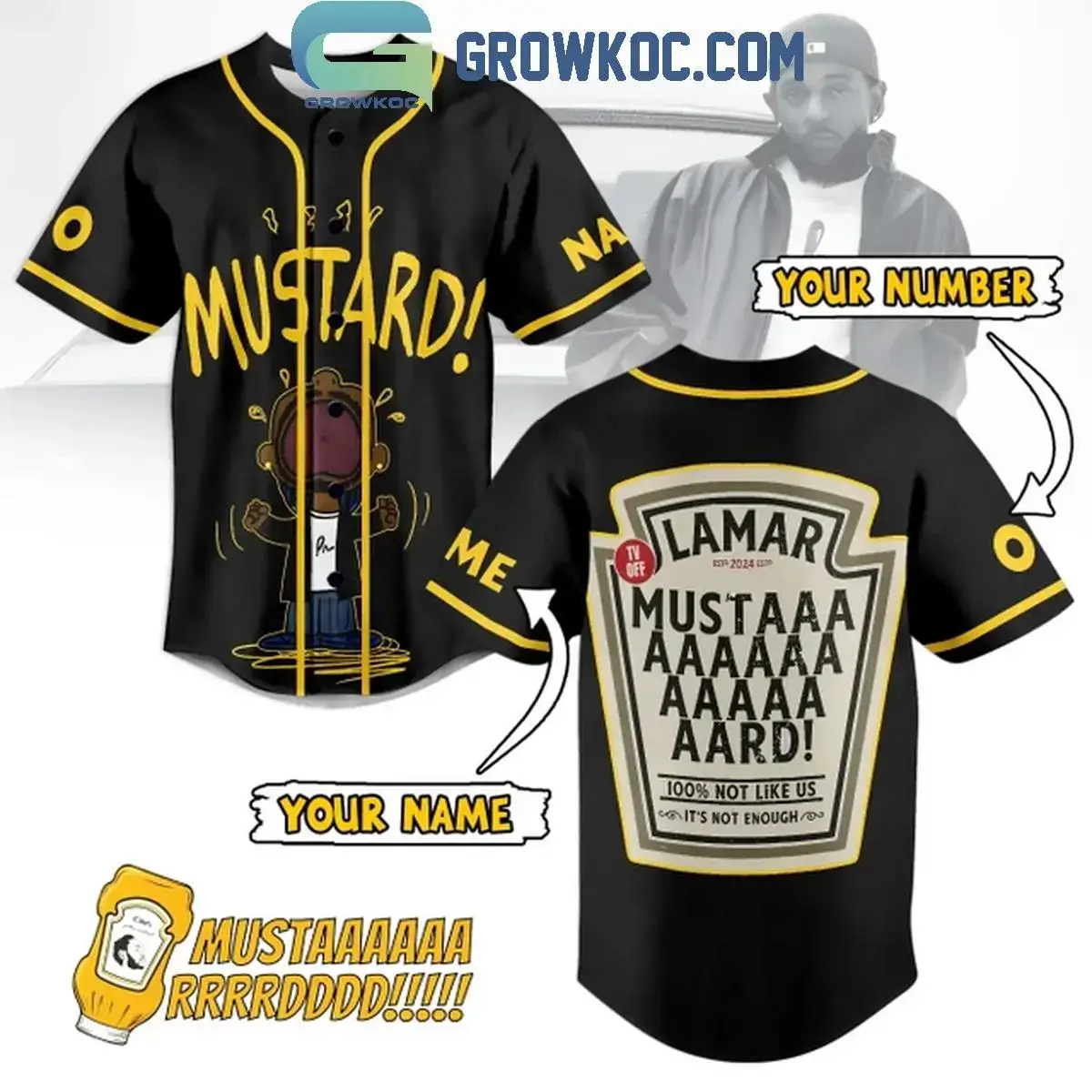 Kendrick Lamar Mustard Not Like Us Not Enough Personalized Baseball Jersey Image