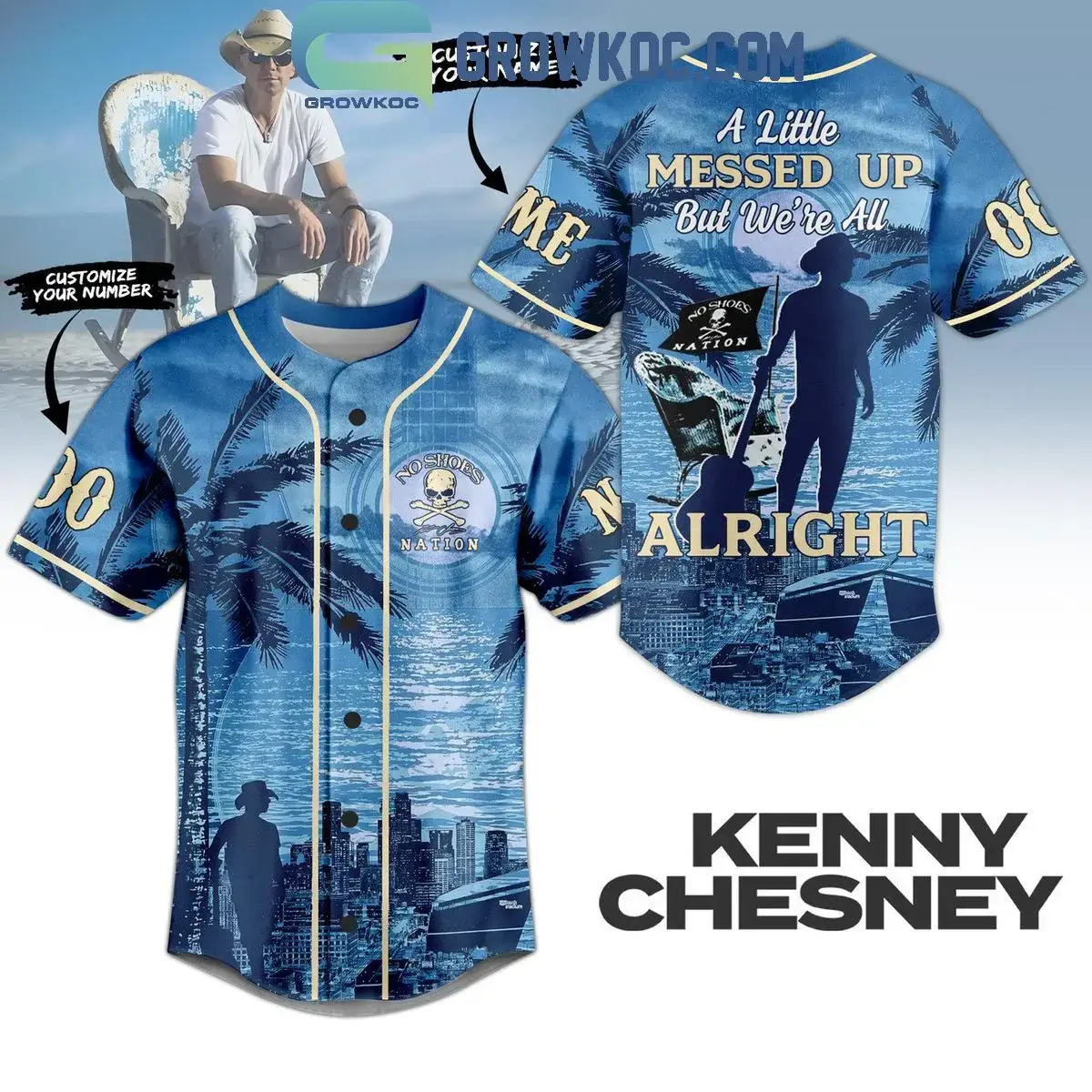 Kenny Chesney A Little Messed Up But We're All Alright Personalized Baseball Jersey Image